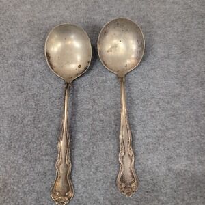 Vintage Star Brand Silverplate Serving Spoons Set of 2 Ornate Handle